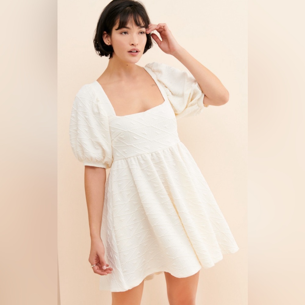 Free people quilted puff sleeve dress size XL